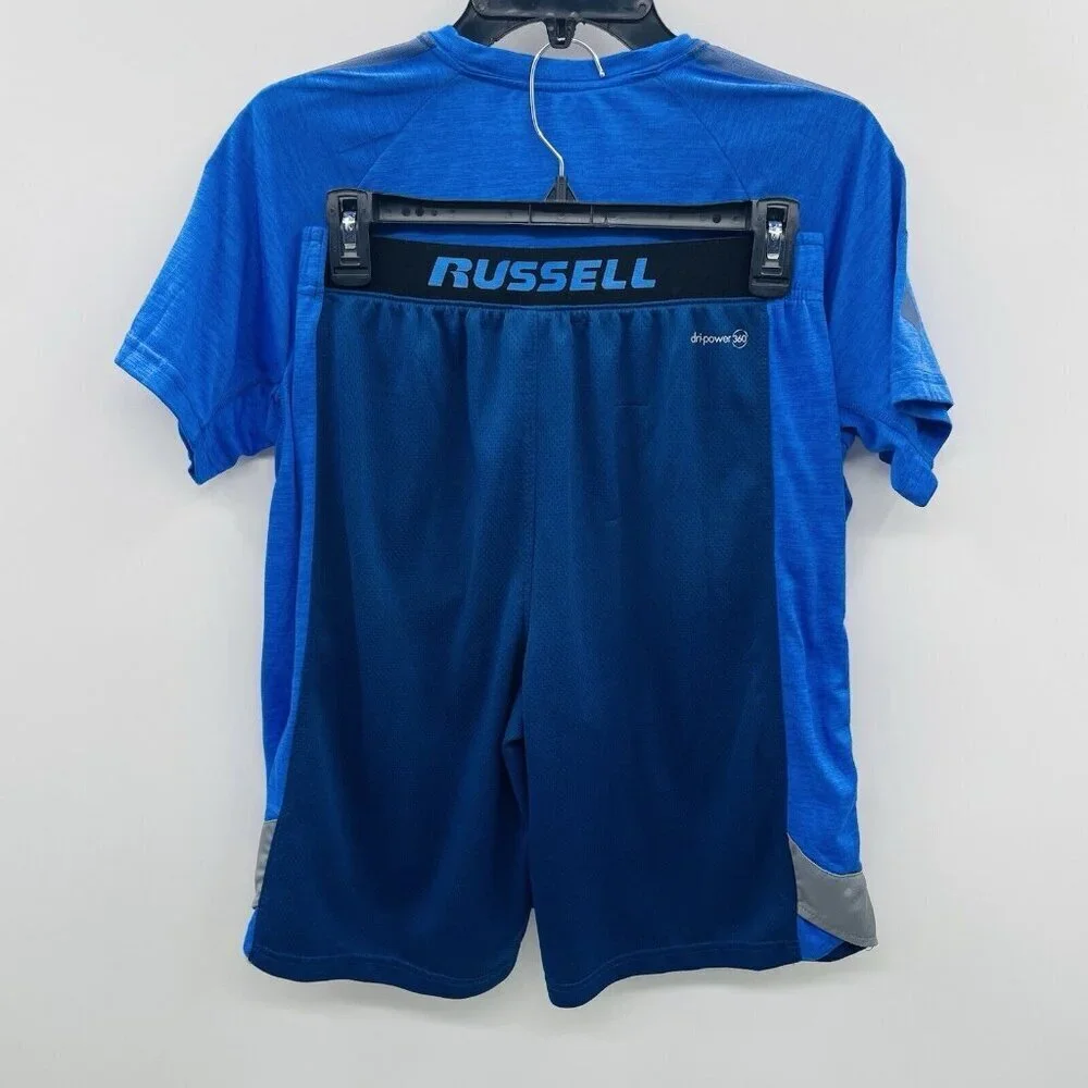 Russell Athletic Youth Boys XL 14/16‎ 2 Piece Dri-Power Shirt & Shorts Set Blue